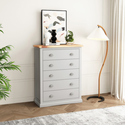 Cabinet Bits Loreo 5 Drawer Grey Chrome Cup Handle Chest of Drawers - Wilko - thumbnail 6