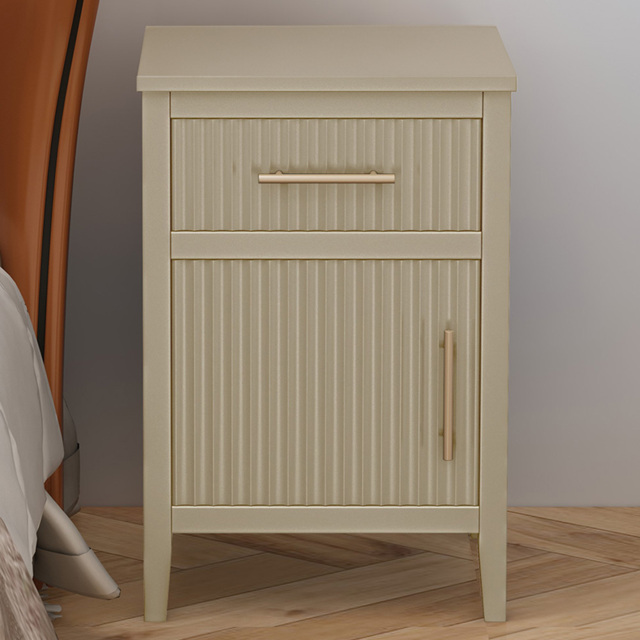 Monti Single Door Single Drawer Clay Bedside Table - Cream - Wilko - image 1