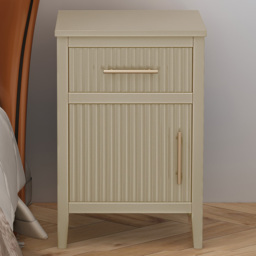 Monti Single Door Single Drawer Clay Bedside Table - Cream - Wilko - thumbnail 1
