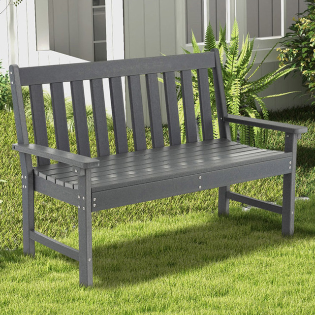 Costway Grey All Weather Garden Bench - Size: 123 x 63 x 18cm - Wilko - image 1