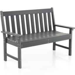 Costway Grey All Weather Garden Bench - Size: 123 x 63 x 18cm - Wilko - thumbnail 3
