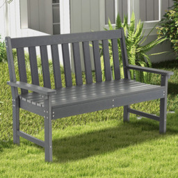 Costway Grey All Weather Garden Bench - Size: 123 x 63 x 18cm - Wilko