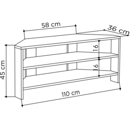 Decortie Thales 2 Shelf Dark Oak Effect Corner Modern TV Unit - Size: 45 x 110 x 36cm - Brown - Wilko - thumbnail 7