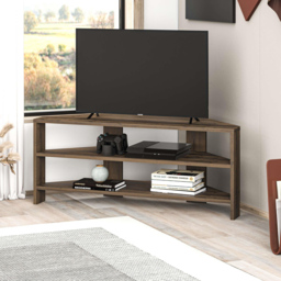 Decortie Thales 2 Shelf Dark Oak Effect Corner Modern TV Unit - Size: 45 x 110 x 36cm - Brown - Wilko - thumbnail 5