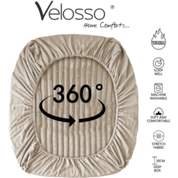 Velosso Single Beige Jumbo Cord Fitted Bed Sheet - Wilko - thumbnail 4