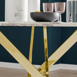 Furniturebox Arona 4 Seater Round Dining Table White Marble and Gold - Wilko - thumbnail 5