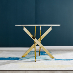 Furniturebox Arona 4 Seater Round Dining Table White Marble and Gold - Wilko - thumbnail 7