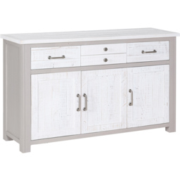 Baumhaus Greystone 3 Door 4 Drawer White Sideboard - Wilko - thumbnail 3