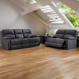 Furniture One 5 Seater Dark Grey Manual Recliner Sofa Set - Wilko