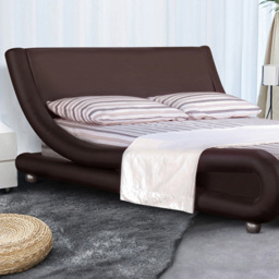 Brooklyn Italian Designer King Size Brown Faux Leather Bed Frame - Wilko - thumbnail 3