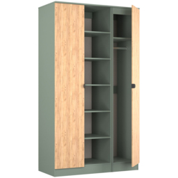 Crowndale Bora 2 Door 6 Shelf Gold Oak and Reed Green Triple Wardrobe - Wilko - thumbnail 6