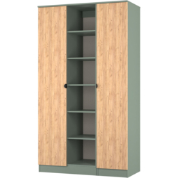 Crowndale Bora 2 Door 6 Shelf Gold Oak and Reed Green Triple Wardrobe - Wilko - thumbnail 5