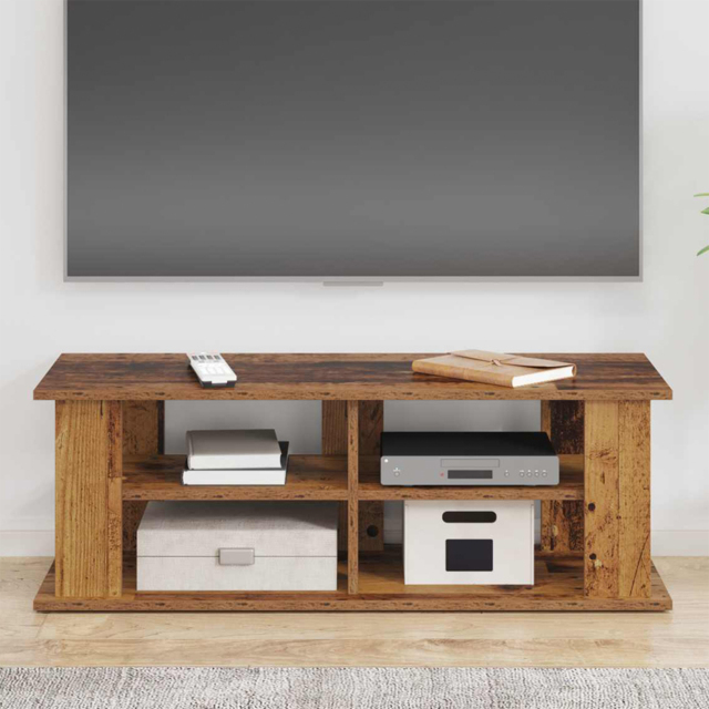 vidaXL 2 Shelf Old Wood TV Stand - Size: 33.5 x 96 x 35cm - Brown - Wilko - image 1