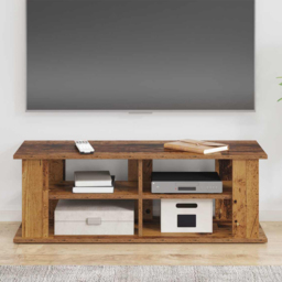 vidaXL 2 Shelf Old Wood TV Stand - Size: 33.5 x 96 x 35cm - Brown - Wilko - thumbnail 1