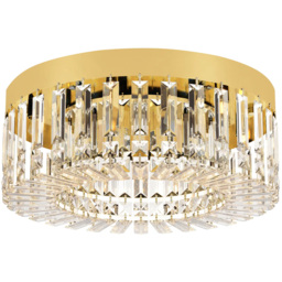 Portland Gold Crystal Ceiling Light with 225 Crystal Pendants - Size: 16 x 50 x 50cm - Gold Tone - Wilko - thumbnail 1
