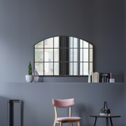 The Arcus Black Arched Metal Over Mantle Wall Mirror 110 x 75cm - MirrorOutlet - Wilko - thumbnail 3