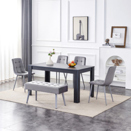 Kosy Koala 6 Seater Dining Set with Bench Dark Grey and Grey Velvet - Multi - Wilko - thumbnail 4