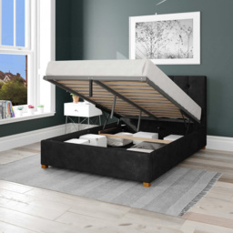 Aspire Hepburn Single Charcoal Kimiyo Linen Ottoman Bed - Grey - Aspire Beds - Wilko - thumbnail 3