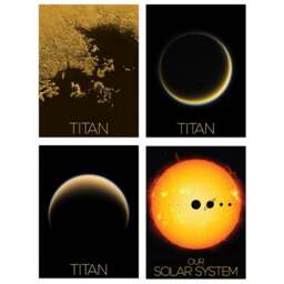 Artery8 NASA Solar System Sun Saturn Crescent Moon Wall Art Print 30 x 41cm 4 Pack - Size: 40.5 x 30.5 x 0.3cm - Black - Wilko - thumbnail 1