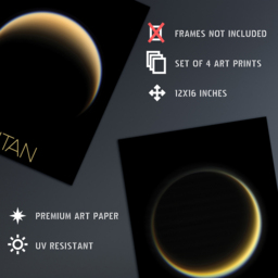 Artery8 NASA Solar System Sun Saturn Crescent Moon Wall Art Print 30 x 41cm 4 Pack - Size: 40.5 x 30.5 x 0.3cm - Black - Wilko - thumbnail 5