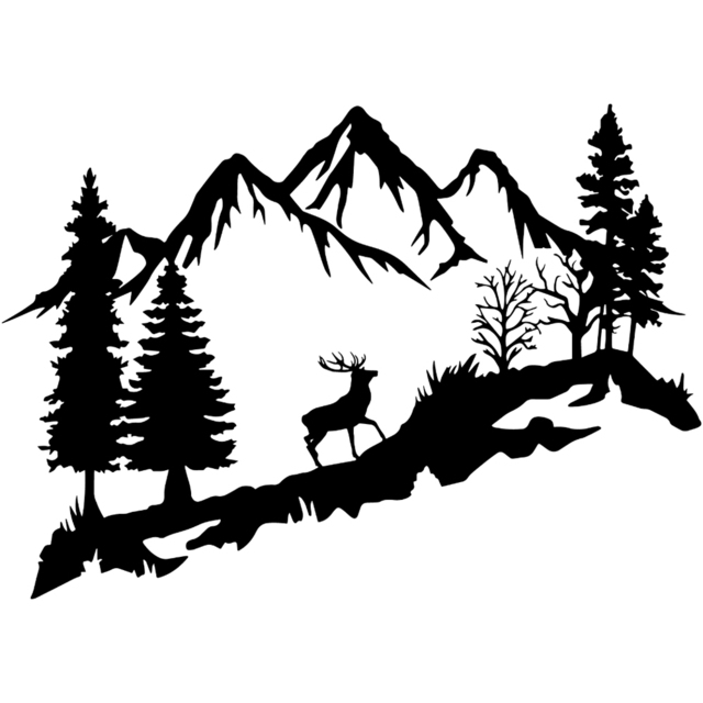 Decortie Mountain Peak and Forest Silhouette Metal Wall Decor - Size: 63.8 x 90 x 0.2cm - Black - Wilko - image 1