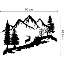 Decortie Mountain Peak and Forest Silhouette Metal Wall Decor - Size: 63.8 x 90 x 0.2cm - Black - Wilko - thumbnail 6