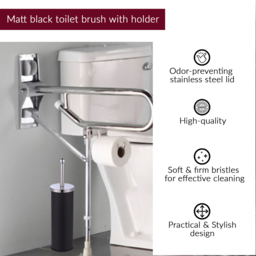 Innoteck Essentials Black Pedal Dustbin and Toilet Brush with Holder Set - Size: 26 x 16.8 x 16.8cm - Wilko - thumbnail 4