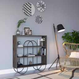 FWStyle Norfolk 3 Tier Dark Coffee Oak Display Unit Sideboard - Size: 99 x 97 x 25cm - Brown - Wilko - thumbnail 4