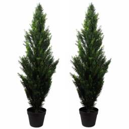 Leaf Artificial Cedar Cypress Topiary Tree 120cm 2 Pack - Size: 120 x 35 x 35cm - Green - Wilko - thumbnail 1