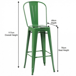 FWStyle Green Gloss Metal Bar Chair 4 Pack - Size: Set of 4 - Wilko - thumbnail 7