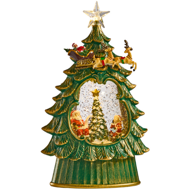 The Christmas Workshop Warm White LED Xmas Tree with Santa Light Up Snow Globe 26cm - Size: 26 x 16.3 x 9.7cm - Multi - Wilko - image 1
