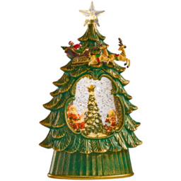 The Christmas Workshop Warm White LED Xmas Tree with Santa Light Up Snow Globe 26cm - Size: 26 x 16.3 x 9.7cm - Multi - Wilko - thumbnail 1