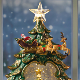 The Christmas Workshop Warm White LED Xmas Tree with Santa Light Up Snow Globe 26cm - Size: 26 x 16.3 x 9.7cm - Multi - Wilko - thumbnail 4