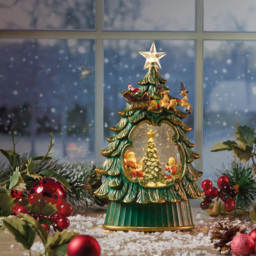 The Christmas Workshop Warm White LED Xmas Tree with Santa Light Up Snow Globe 26cm - Size: 26 x 16.3 x 9.7cm - Multi - Wilko - thumbnail 3