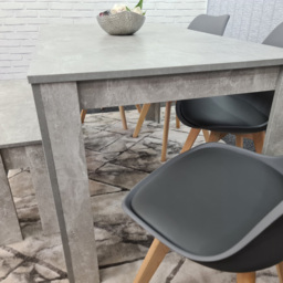 Portland Plastic Leather 6 Seater Dining Set with Bench Stone Grey and Grey - Wilko - thumbnail 3
