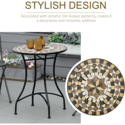 Outsunny Mosaic Round Bistro Table Grey - Size: 71 x 60 x 60cm - Wilko - thumbnail 5