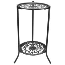 2 Tier Metal Plant Display Stand - Size: 50 x 30 x 30cm - Black - Living and Home - Wilko