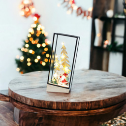 Xmas Haus Multicolour Hurricane Glass Holder with Village and Santa Scene - Size: 5 x 14 x 28cm - Wilko - thumbnail 3