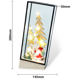 Xmas Haus Multicolour Hurricane Glass Holder with Village and Santa Scene - Size: 5 x 14 x 28cm - Wilko - thumbnail 4