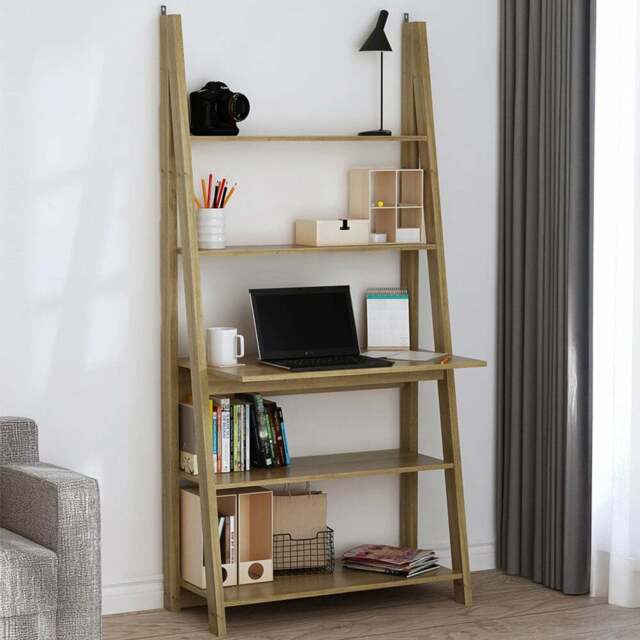 Tiva 5 Shelf Oak Ladder Desk - Size: 1754 x 840 x 500cm - Brown - LPD Home - Wilko - image 1