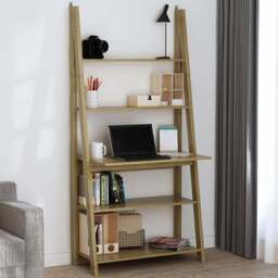 Tiva 5 Shelf Oak Ladder Desk - Size: 1754 x 840 x 500cm - Brown - LPD Home - Wilko - thumbnail 1