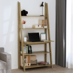 Tiva 5 Shelf Oak Ladder Desk - Size: 1754 x 840 x 500cm - Brown - LPD Home - Wilko - thumbnail 5