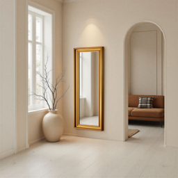 Yearn Gold Framed Beaded Classic Bevelled Tall Wall Mirror 134 x 58cm - Wilko - thumbnail 4