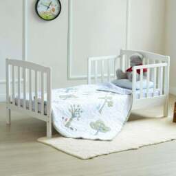 Montana Toddler Wooden Bed Frame with Mattress - Size: 65 x 78.5 x 147cm - White - MCC - Wilko - thumbnail 1