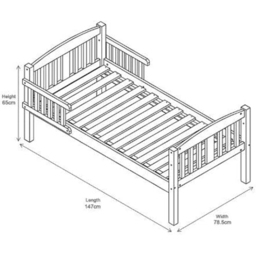 Montana Toddler Wooden Bed Frame with Mattress - Size: 65 x 78.5 x 147cm - White - MCC - Wilko - thumbnail 5