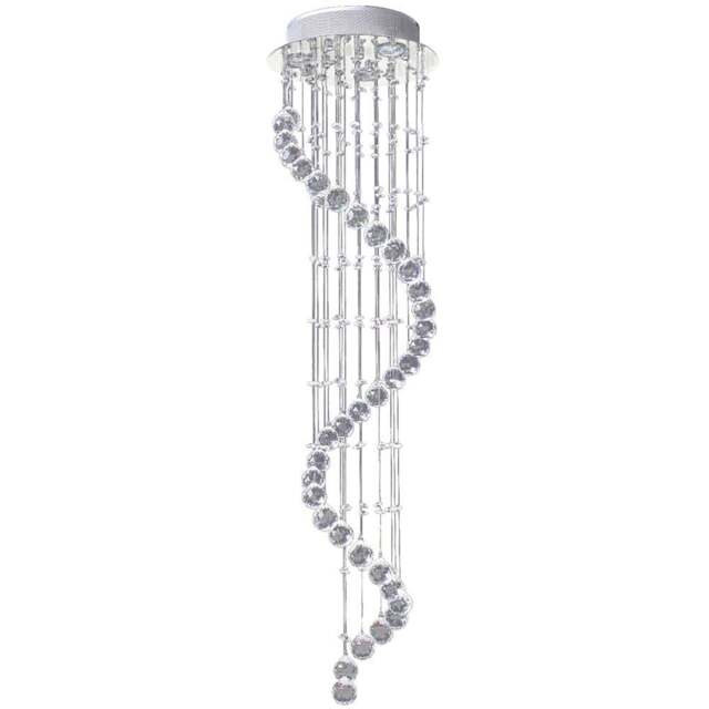 Portland Spiral Crystal Chandelier - Size: 30 x 30 x 120cm - Silver - Wilko - image 1