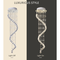 Portland Spiral Crystal Chandelier - Size: 30 x 30 x 120cm - Silver - Wilko - thumbnail 6