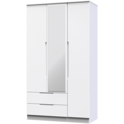 Crowndale Milan 3 Door 2 Drawer Gloss White Tall Mirror Wardrobe - Size: 3 Door, 2 Drawer - Wilko - thumbnail 5