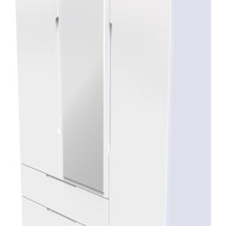 Crowndale Milan 3 Door 2 Drawer Gloss White Tall Mirror Wardrobe - Size: 3 Door, 2 Drawer - Wilko - thumbnail 6