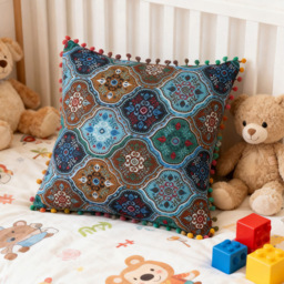Living and Home Blue Turkish Style Romantic Square Throw Pillow 45 x 45cm 2 Pack - Size: 12 x 45 x 45cm - Wilko - thumbnail 3